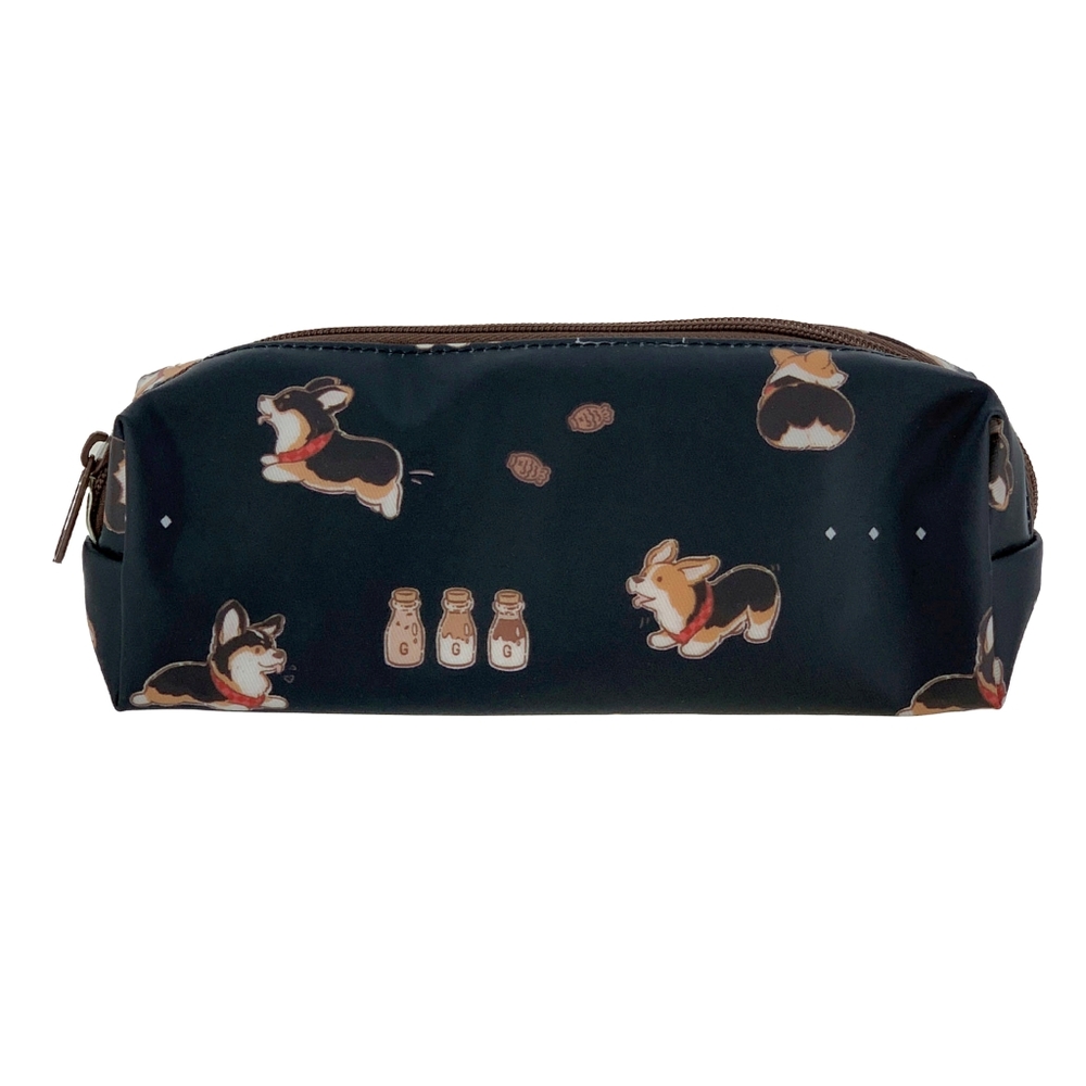 Waterproof Tricolor Corgi Large Pencil Case Makeup Pouch - Picture 1 of 5